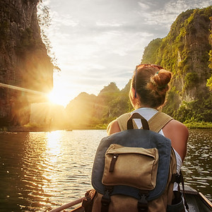 Traveler Enjoying Sunset