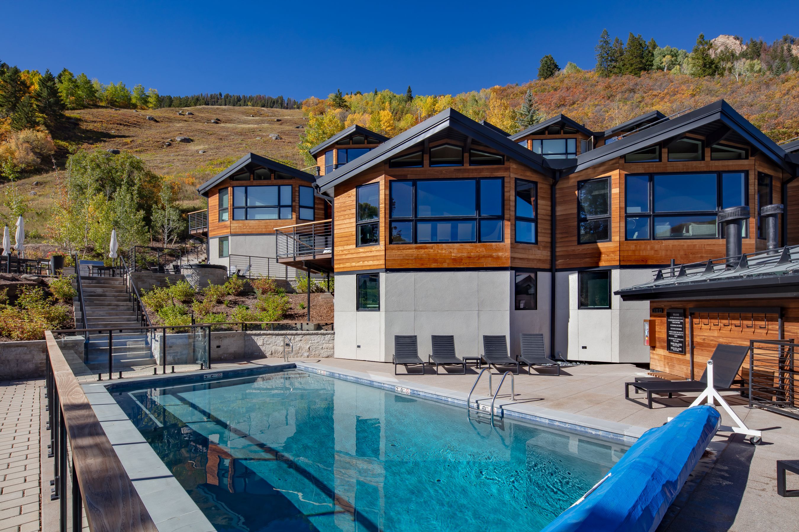 Hillside townhome residence & pool terrace — Shadow Mountain Townhomes, Aspen, CO