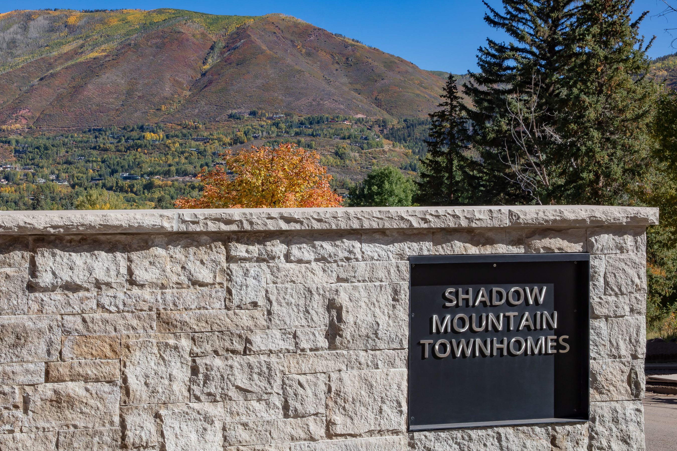 Shadow Mountain Townhomes stone monument — Shadow Mountain Townhomes, Aspen, CO
