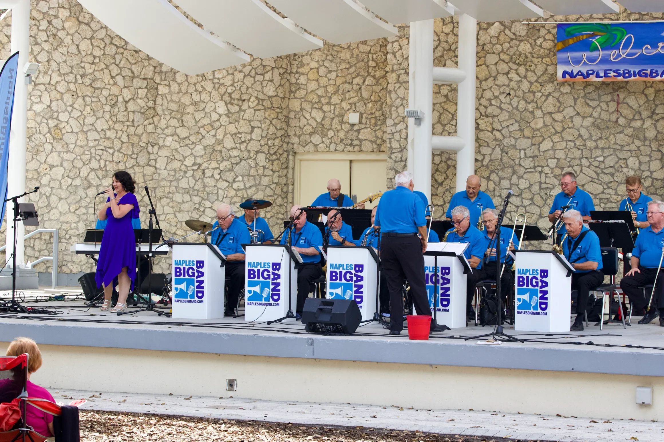 Vocalist Deanna Maio performing with Naples Big Band on stage