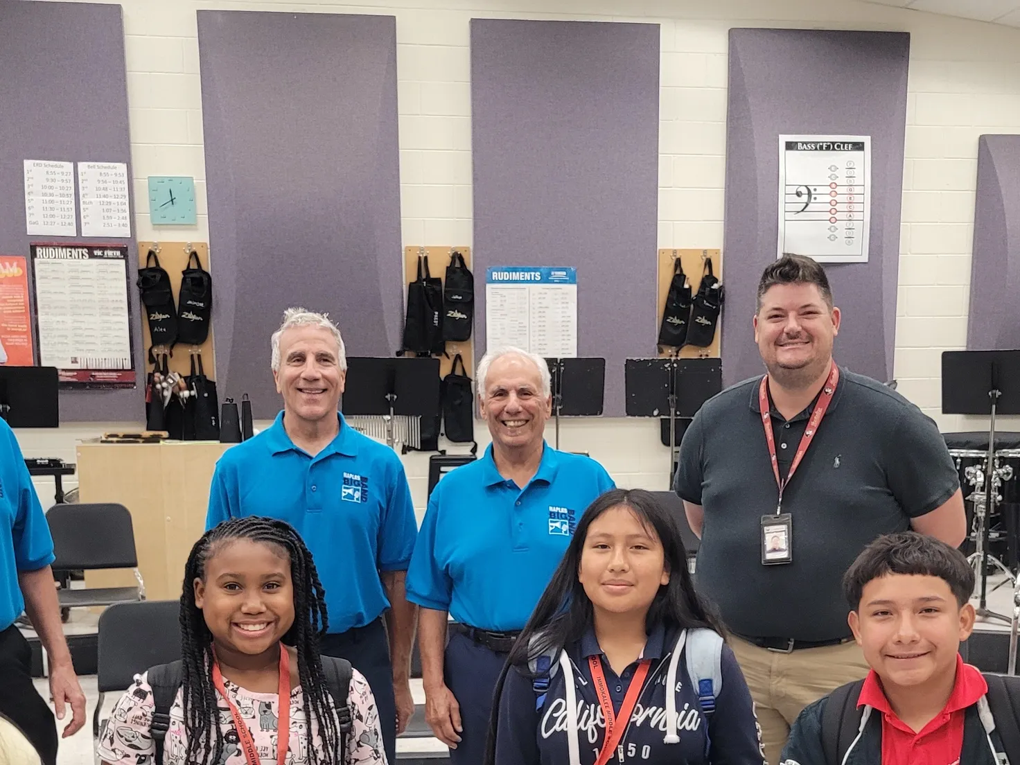 Naples Big Band youth instrument donation program with students and band members