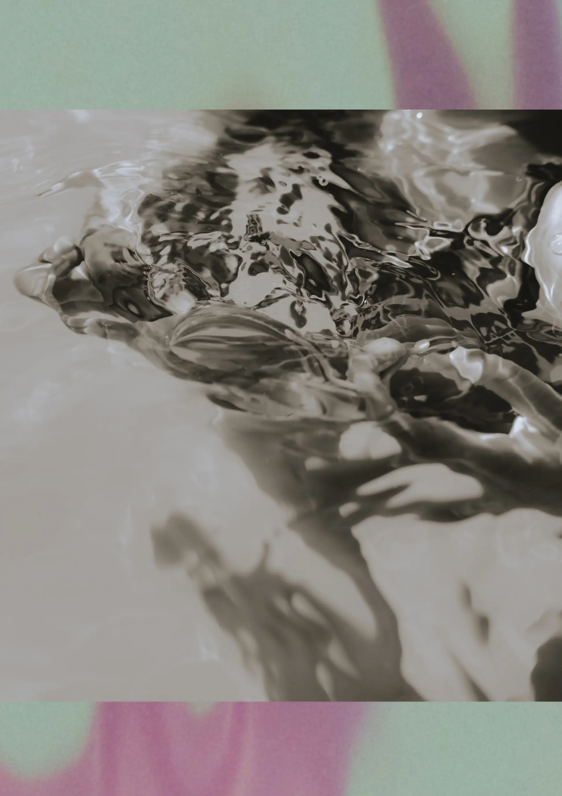 Liquid refractive abstraction with water ripples, delicate highlights and soft chromatic borders