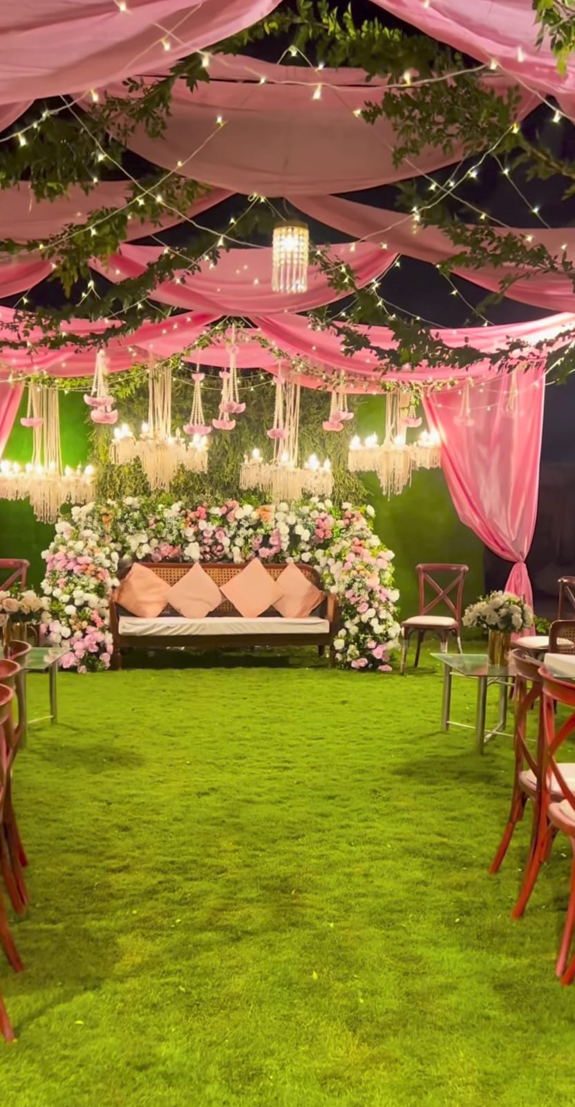 Enchanted Garden Night Lounge & Chandelier Canopy