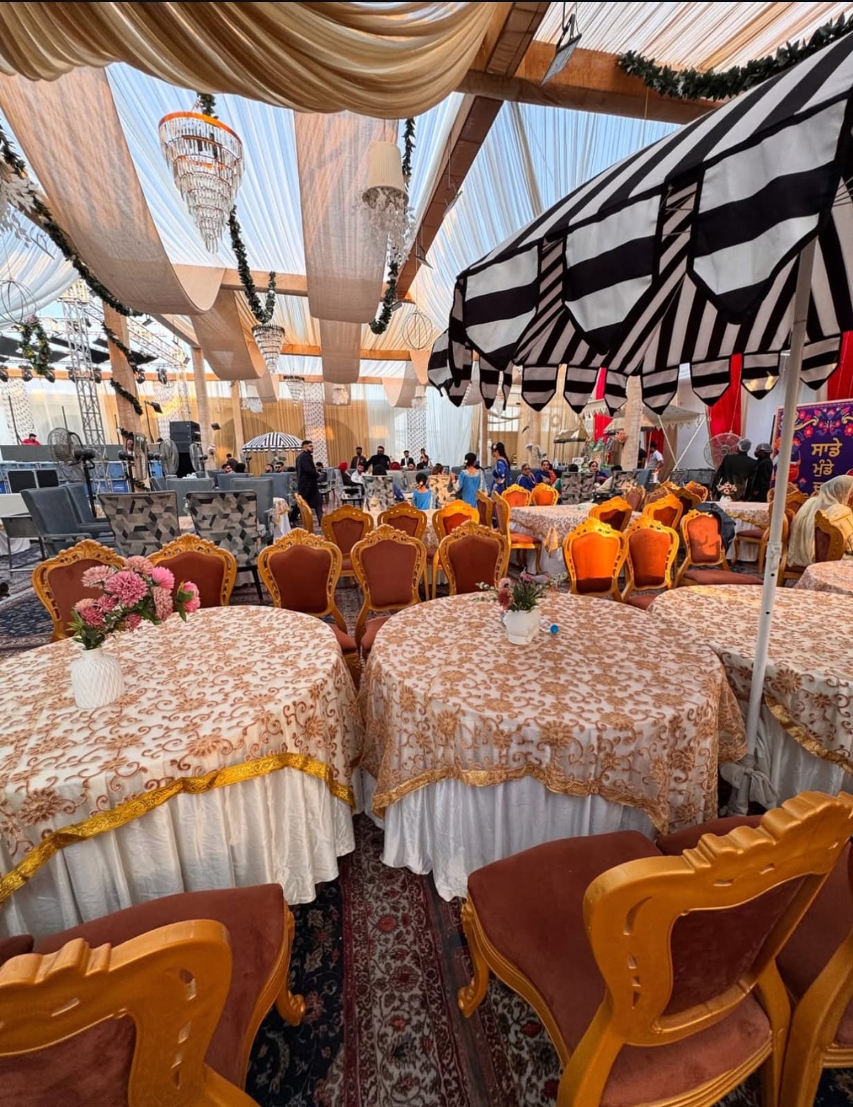 Royal Draped Marquee & Round Table Dining