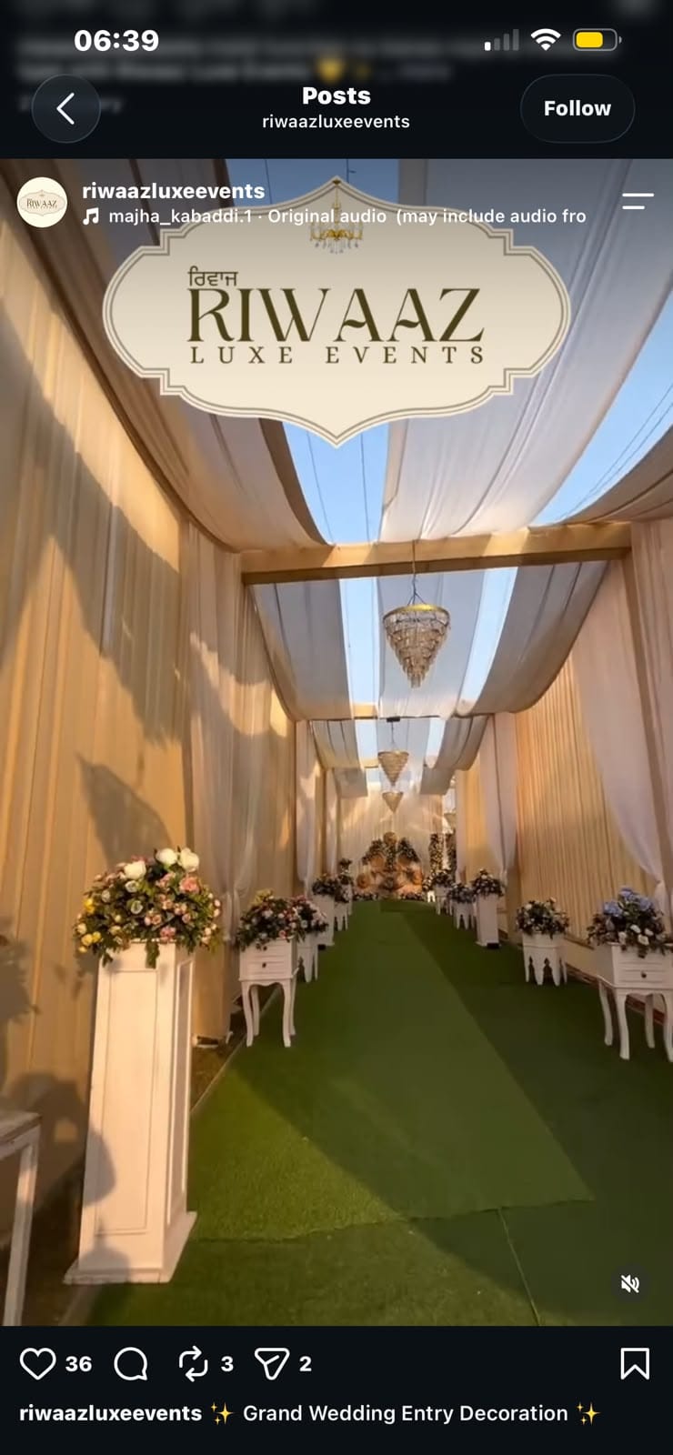 Authentic Riwaaz Luxe Grand Wedding Entryway with Chandeliers and Floral Pedestals