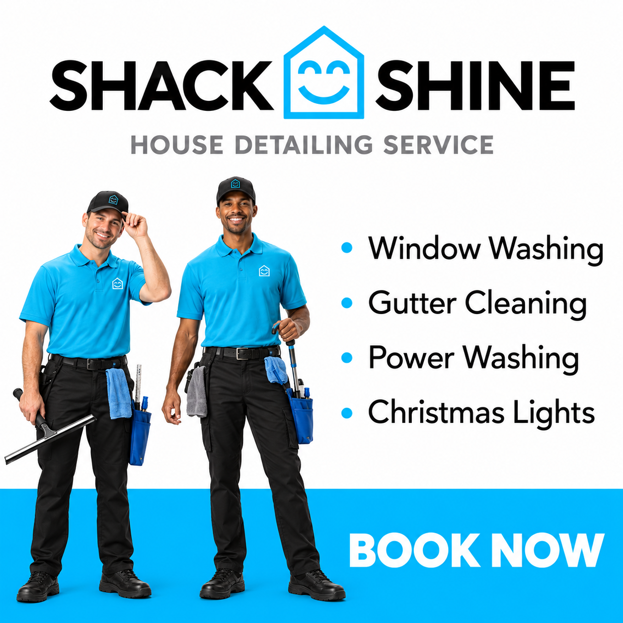 Shack Shine House Detailing Service — Window Washing, Gutter Cleaning, Power Washing, Christmas Lights. Book Now