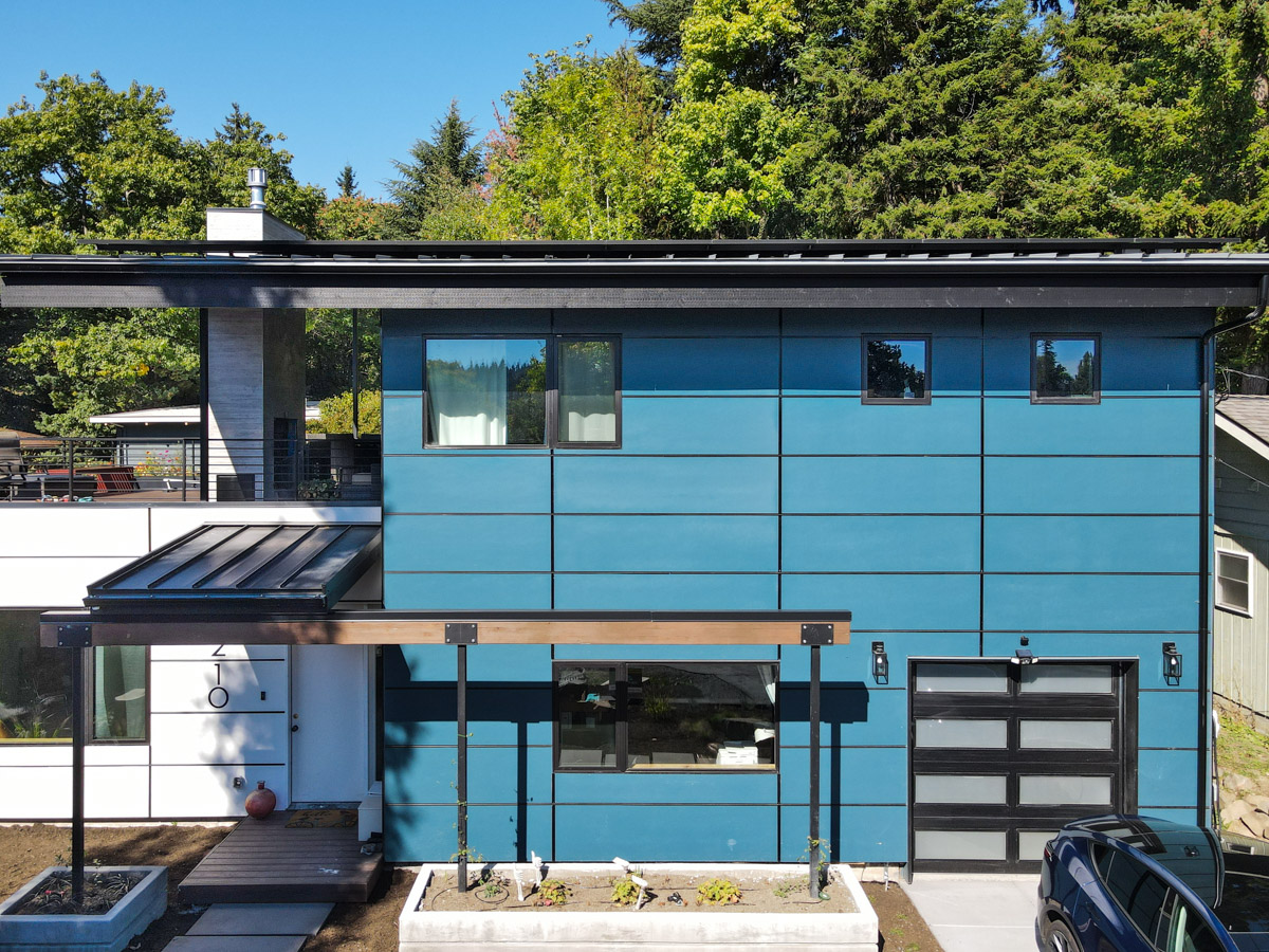Modern Smoky Blue Exterior with Solar-efficient Design project in Seattle, WA