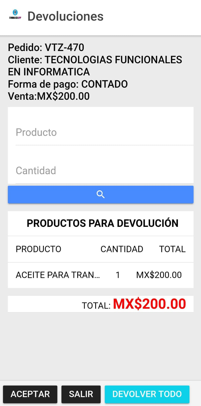 Devoluciones al momento de entregar