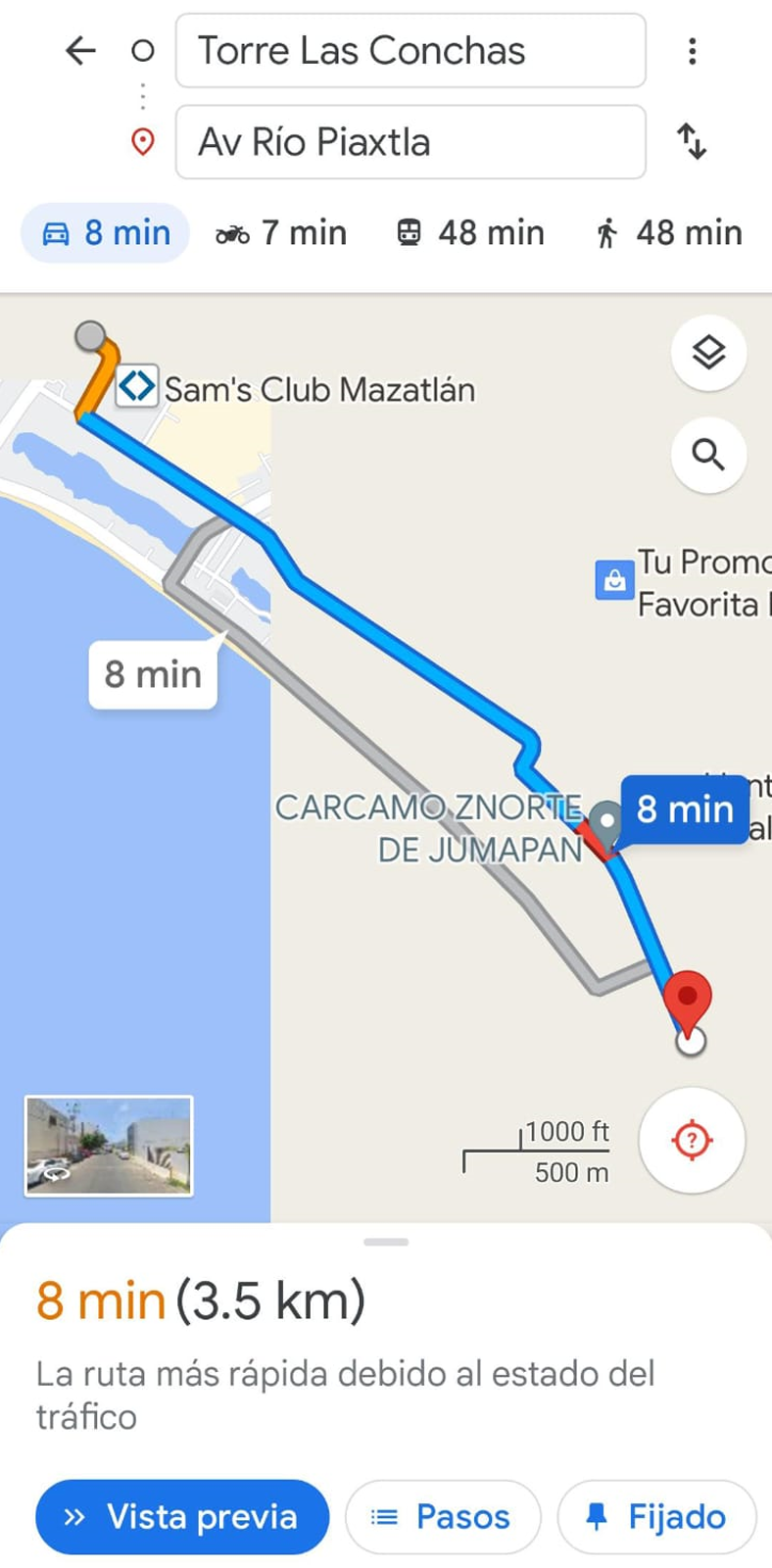 Ruta para llegar al cliente