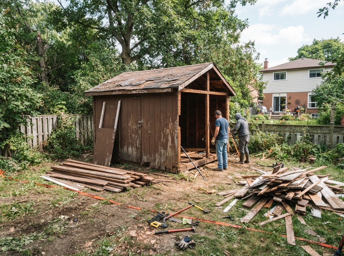 Shed demolition and removal near Town 'N' Country