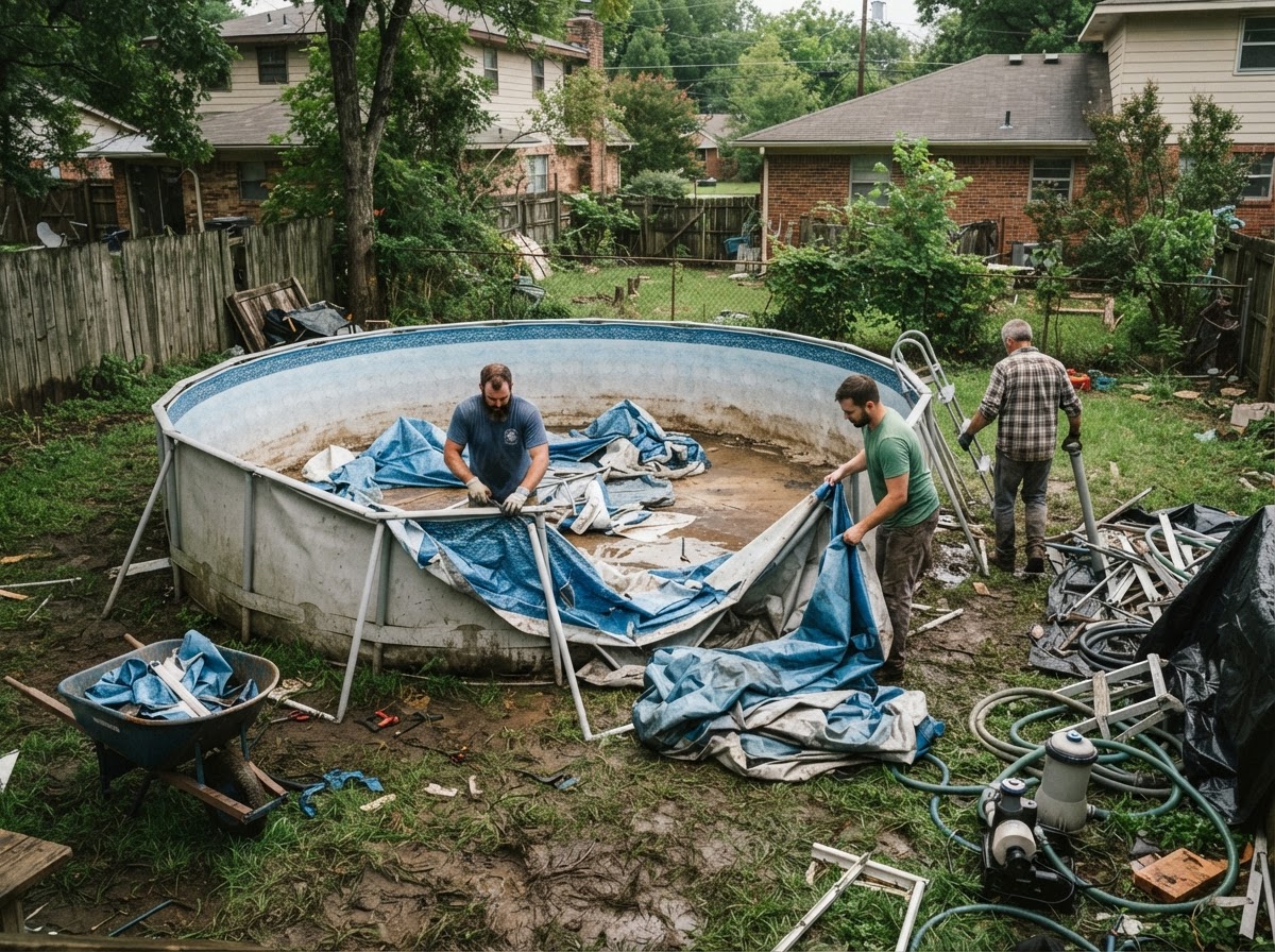 Above-ground pool removal near Town 'N' Country