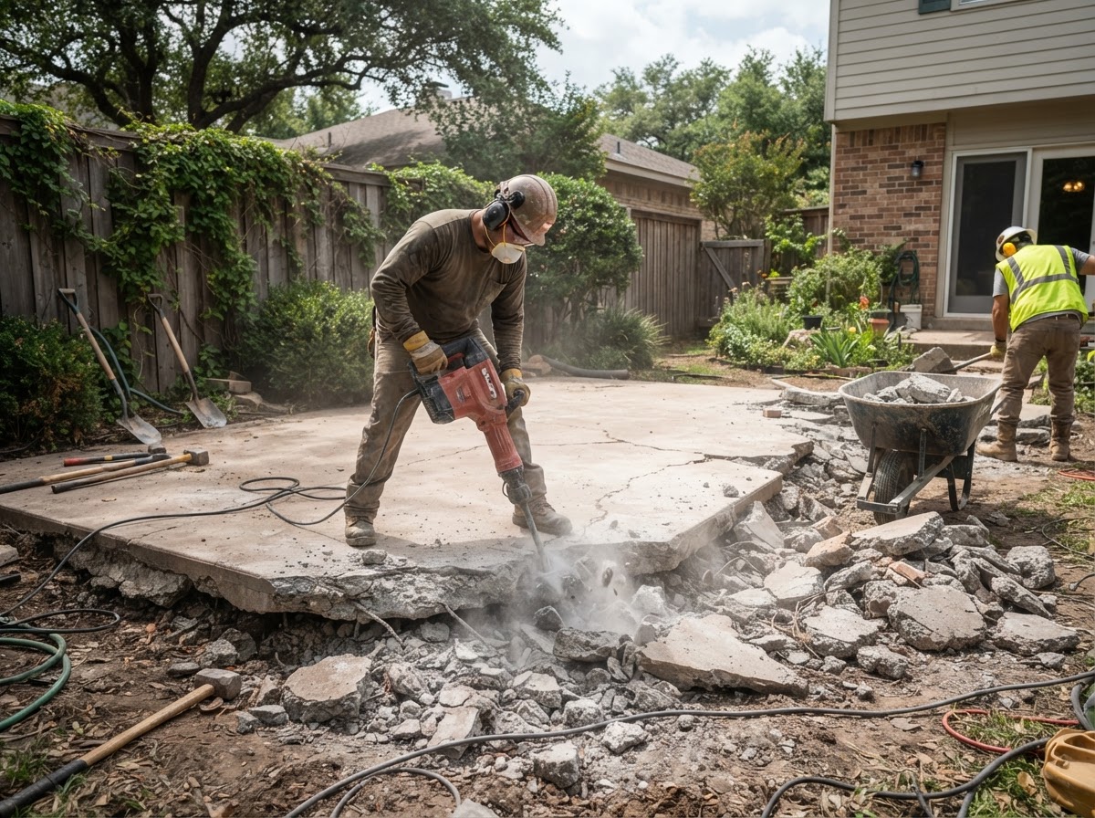 Concrete and patio removal near Town 'N' Country