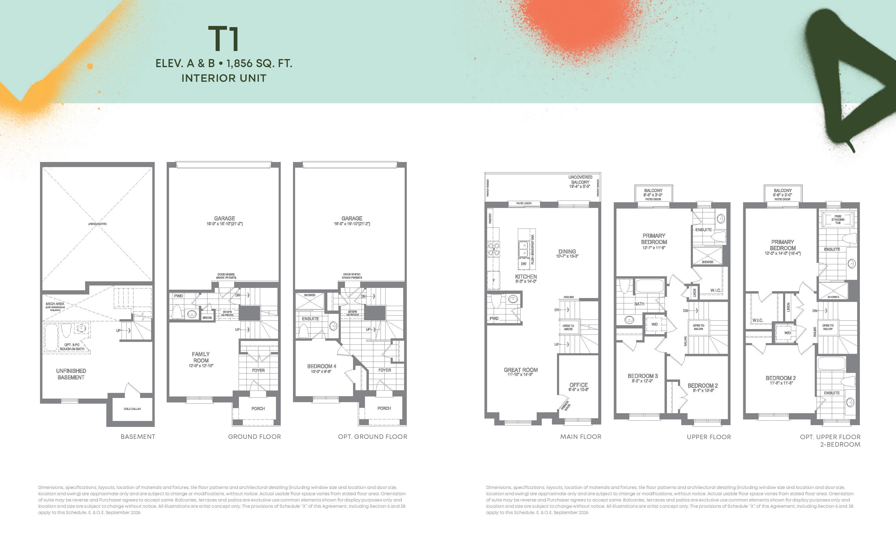 Model T1 — Interior Unit architectural floor plan layout sheet