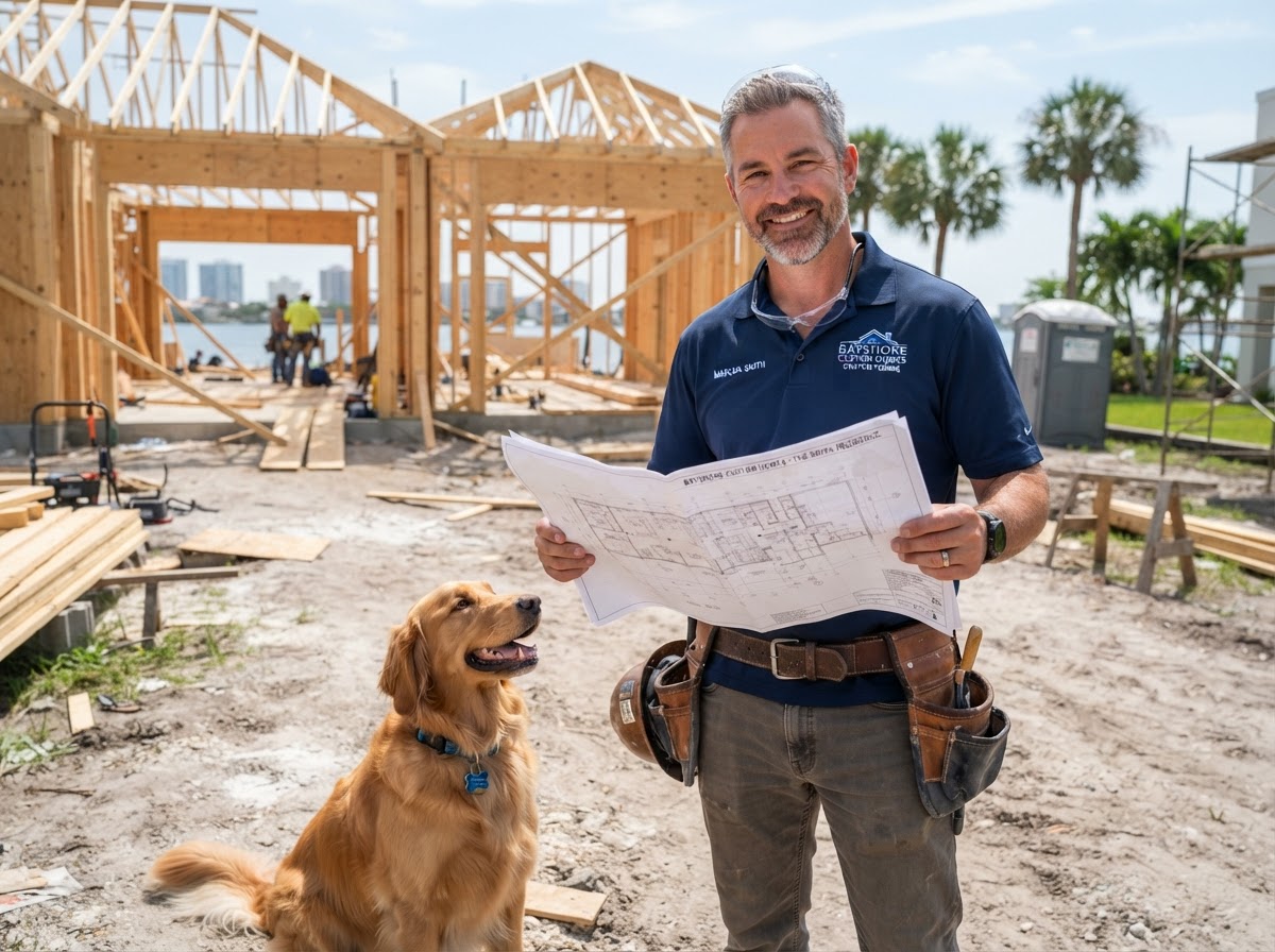 Marcus Smith with Maverick the golden retriever
