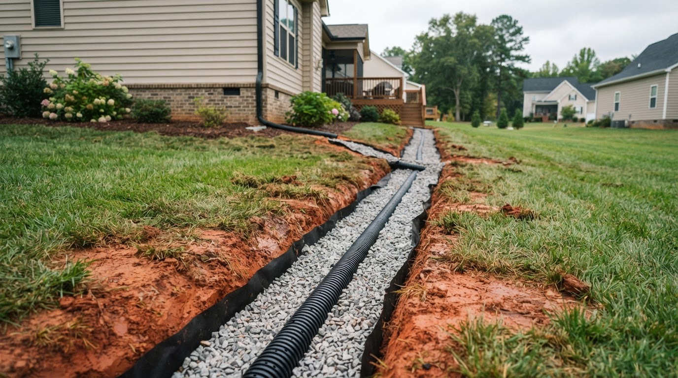 French Drains & Yard Drainage in the Piedmont Triad, NC