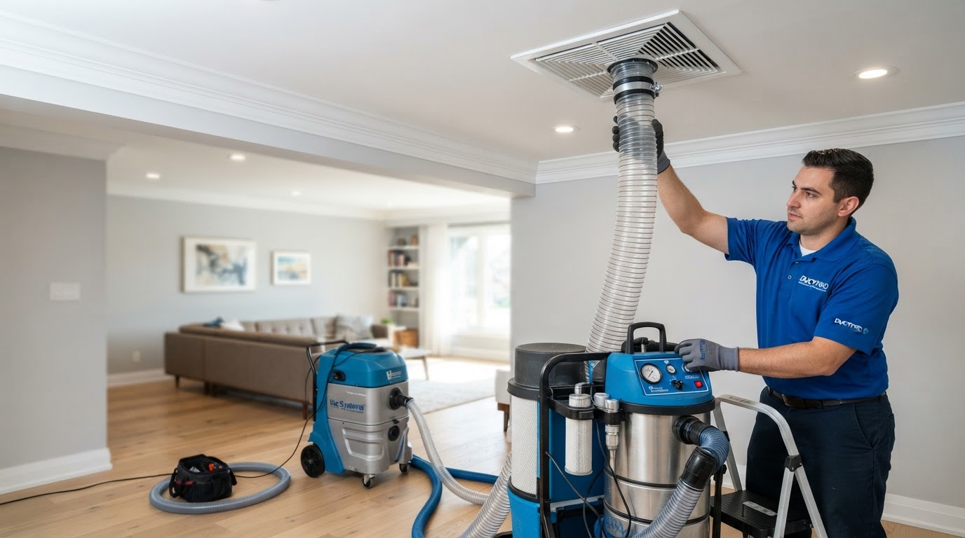 Professional Air Duct Cleaning in Progress