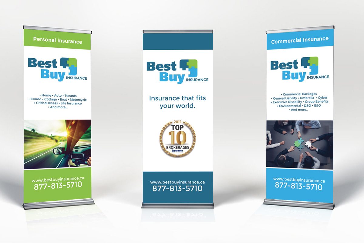Best Buy Insurance Roll-Up Banner Displays