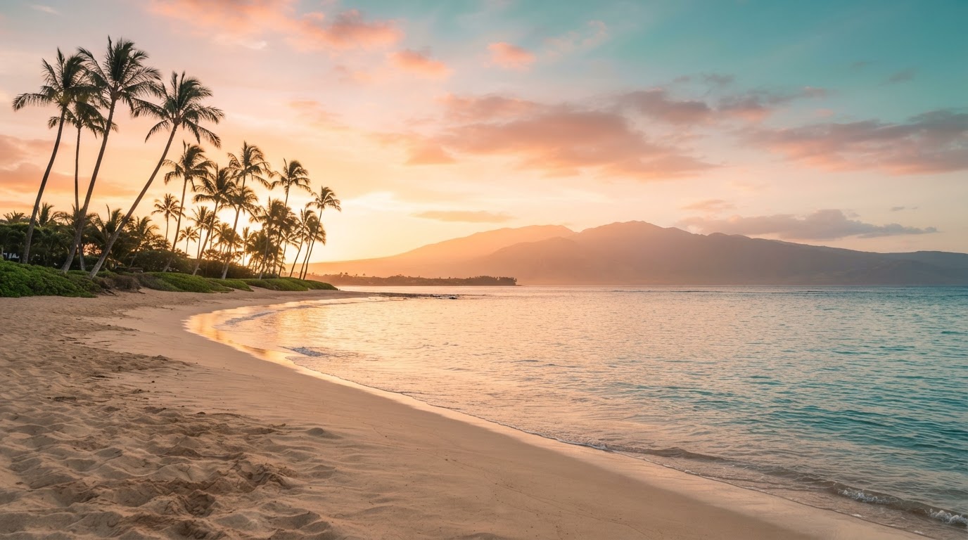 Golden hour over the Kihei coastline