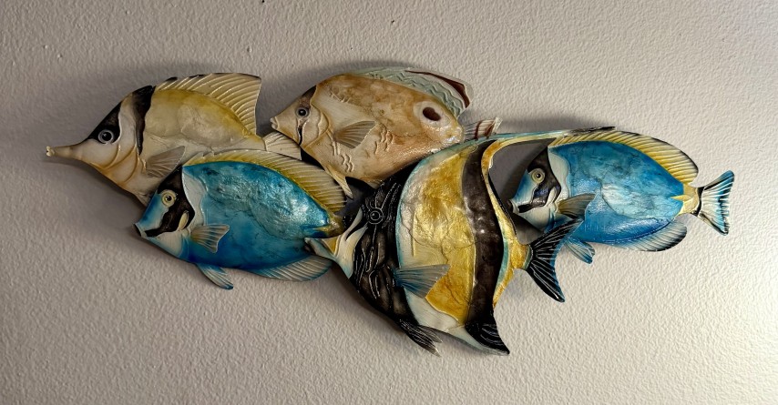 Decorative tropical reef fish wall art sculpture