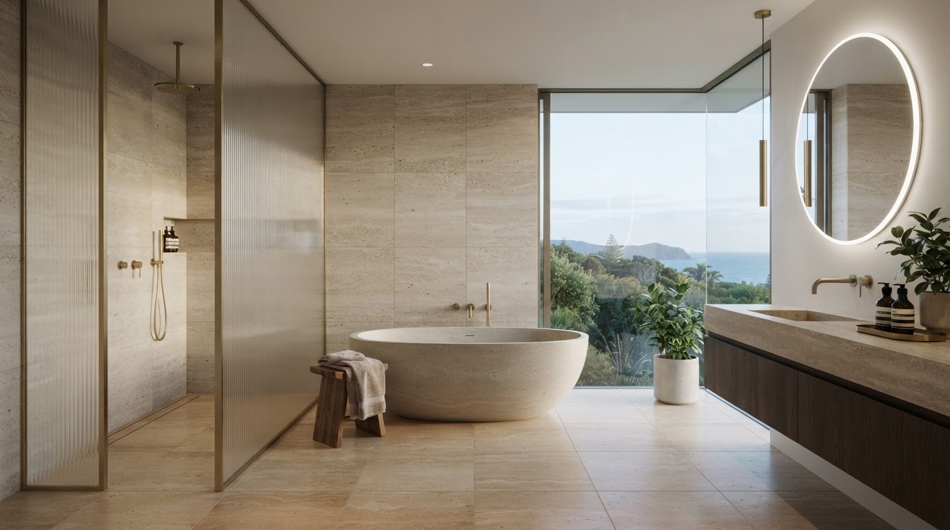Architectural luxury bathroom designed and plumbed with precision