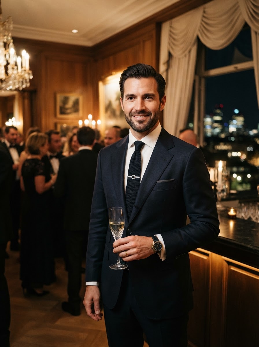 A well-groomed man in a sharp suit dressed for a special occasion