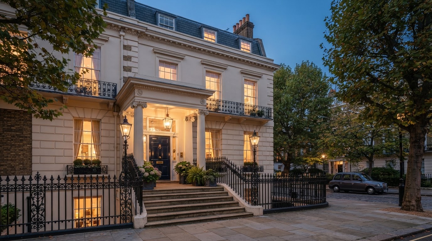 High-end Georgian townhouse exterior