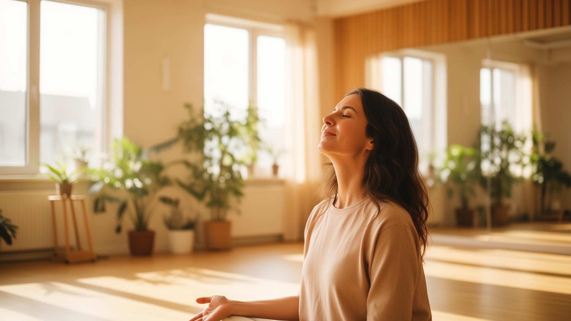 Peaceful wellness studio with natural light