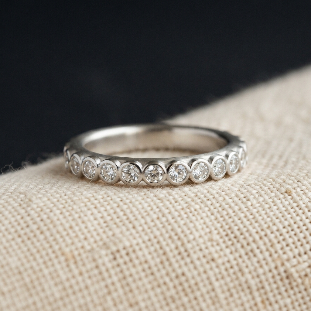 Brushed Bezel Diamond Band
