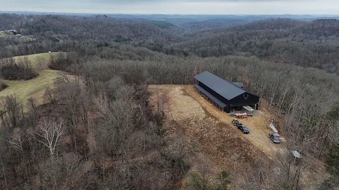 Aerial view of East Tennessee ridge land and hillside build site near Maynardville, TN