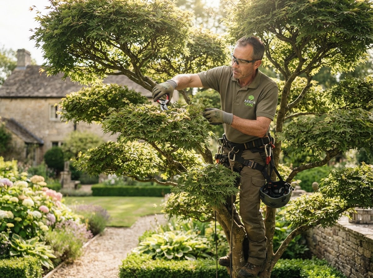 Trimming and shaping of an ornamental tree