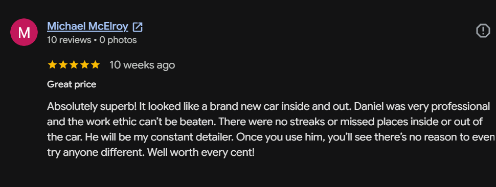Google review from Michael McElroy