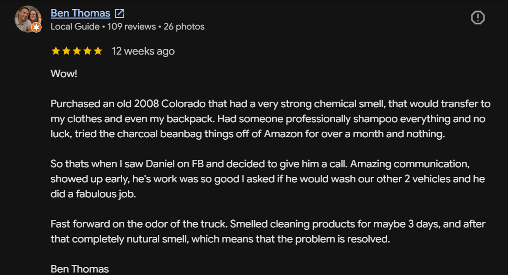 Google review from Ben Thomas
