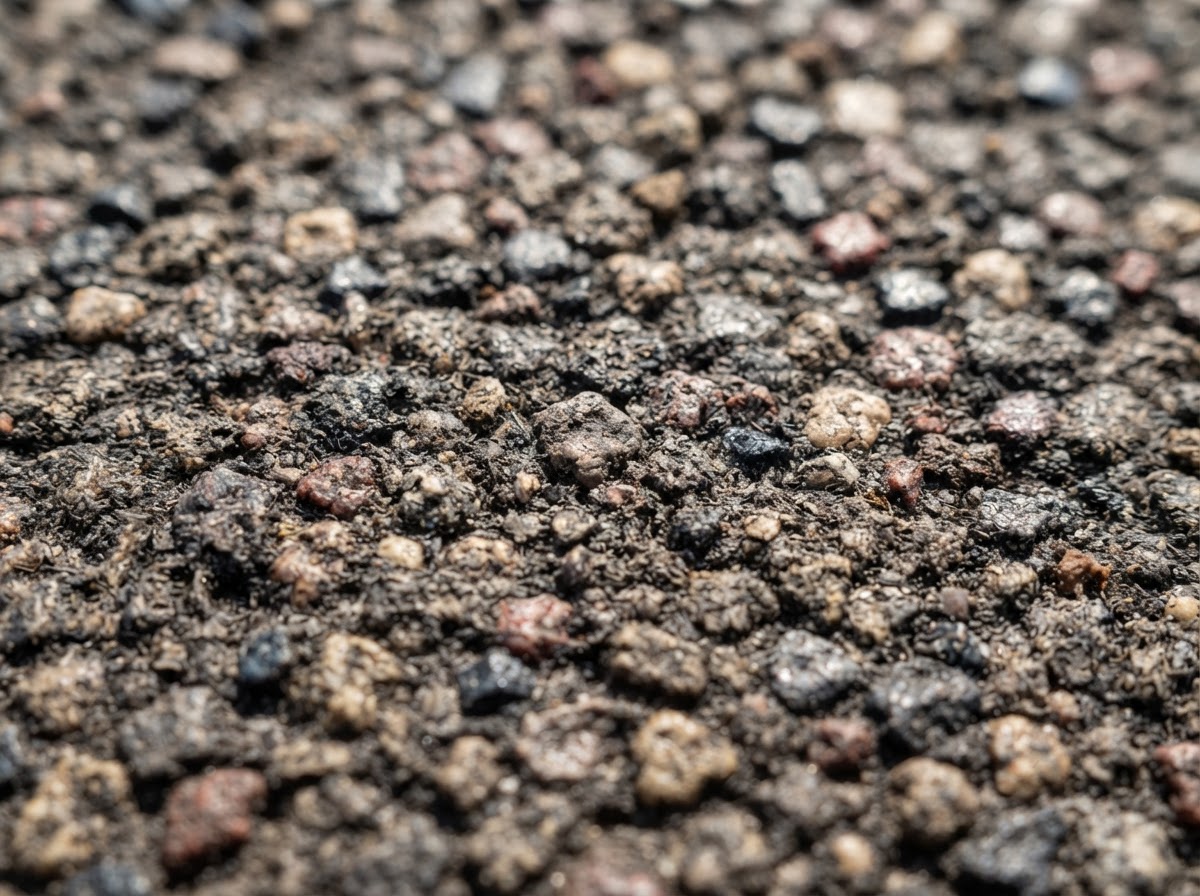 Close-up of asphalt shingle granules on a North Florida roof