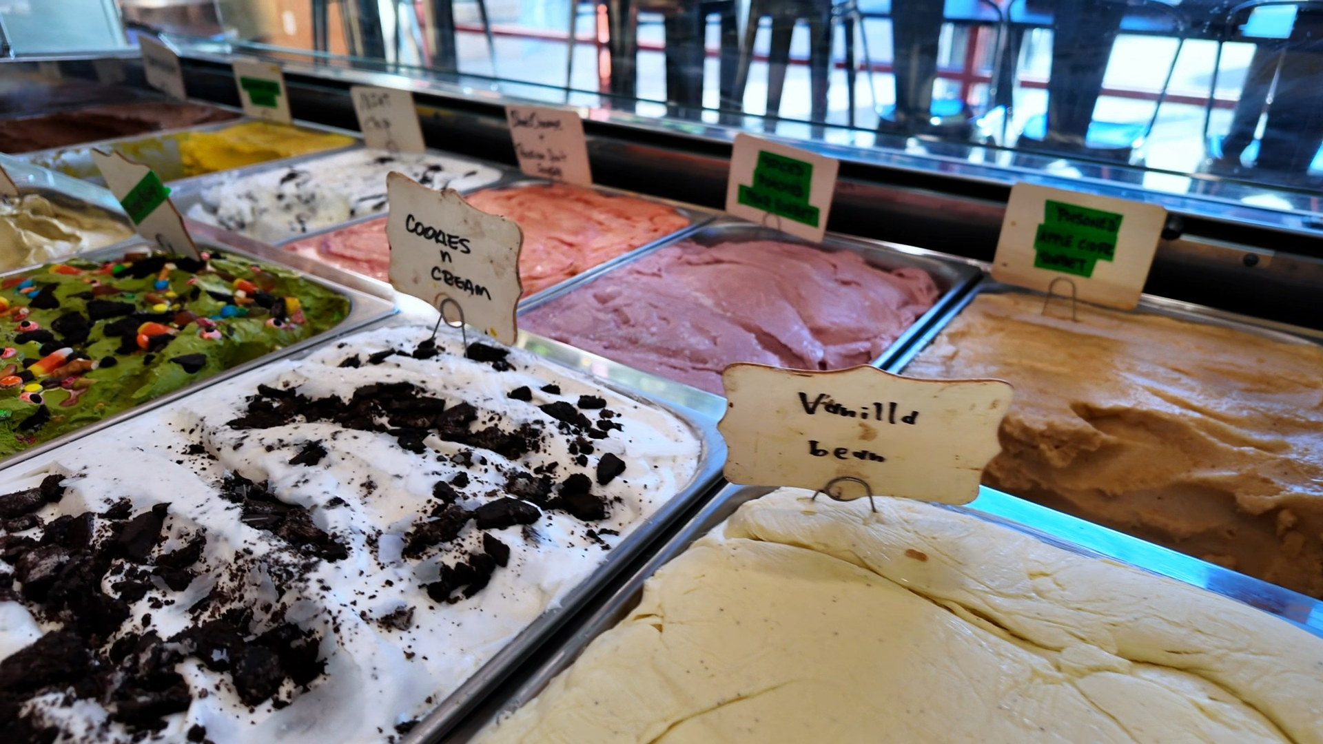 Today's gelato case loaded with fresh flavors