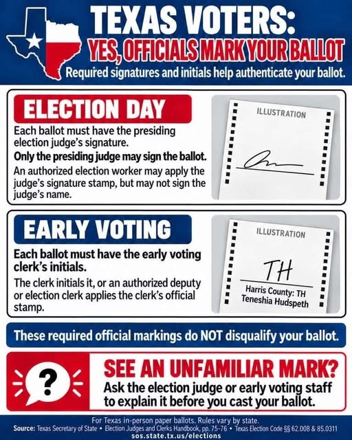 Texas ballot-marking explainer graphic