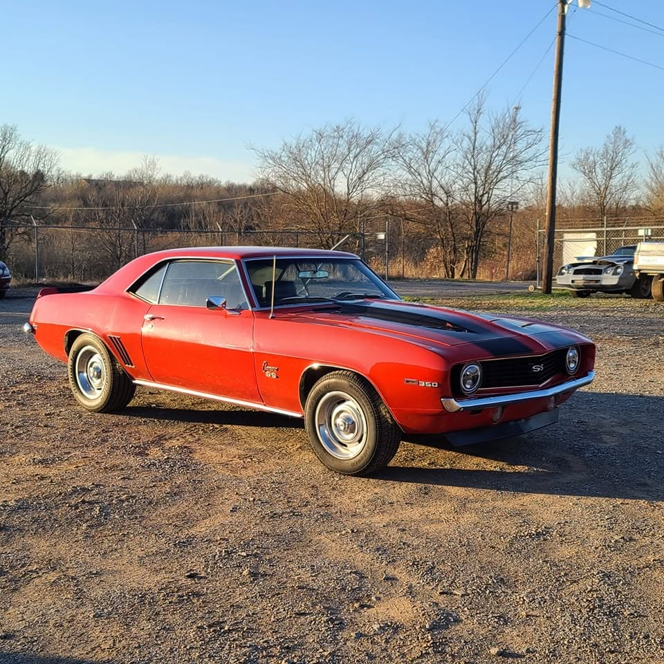 Classic 1969 Chevrolet Camaro SS in for engine and brake service