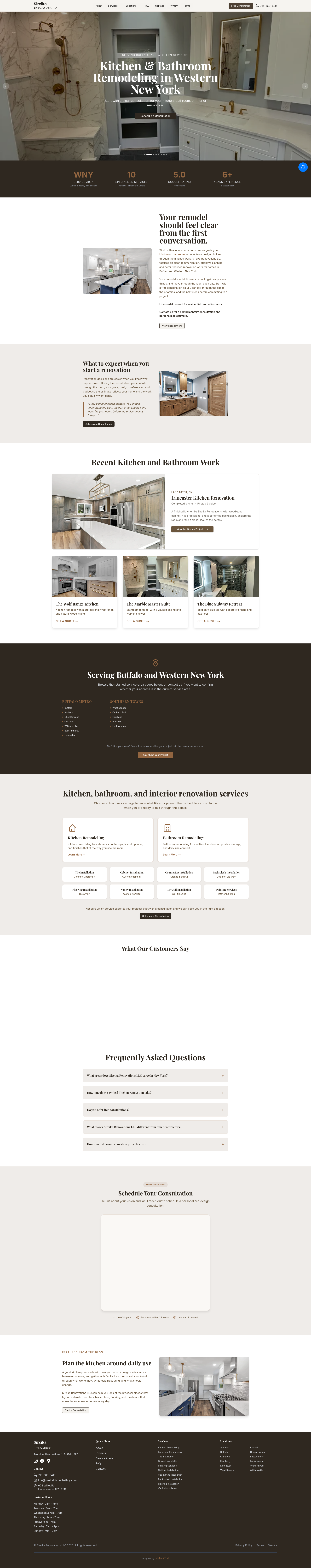 Live website screenshot for Sireika Renovations
