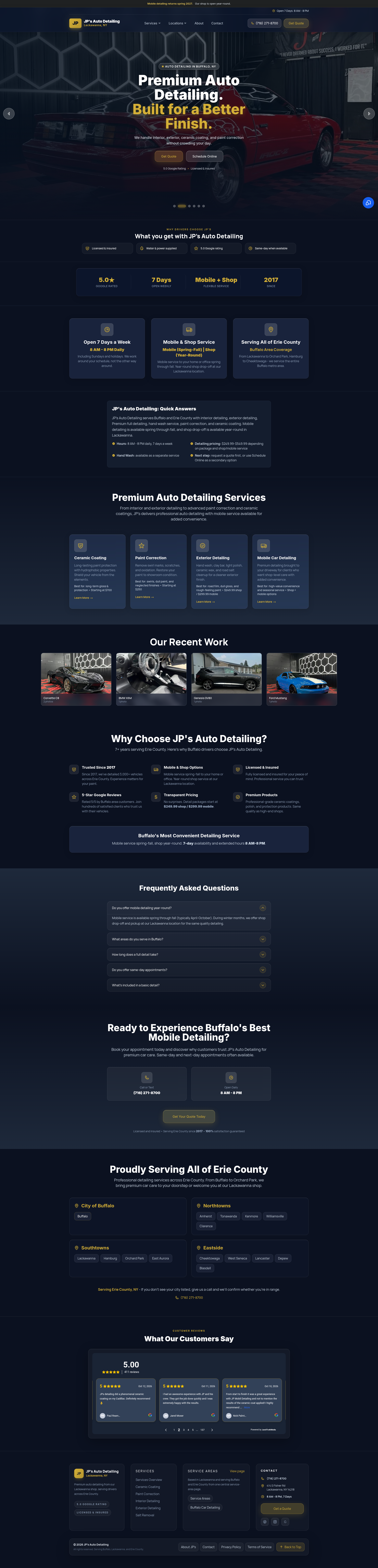 Live website screenshot for JP's Auto Detailing