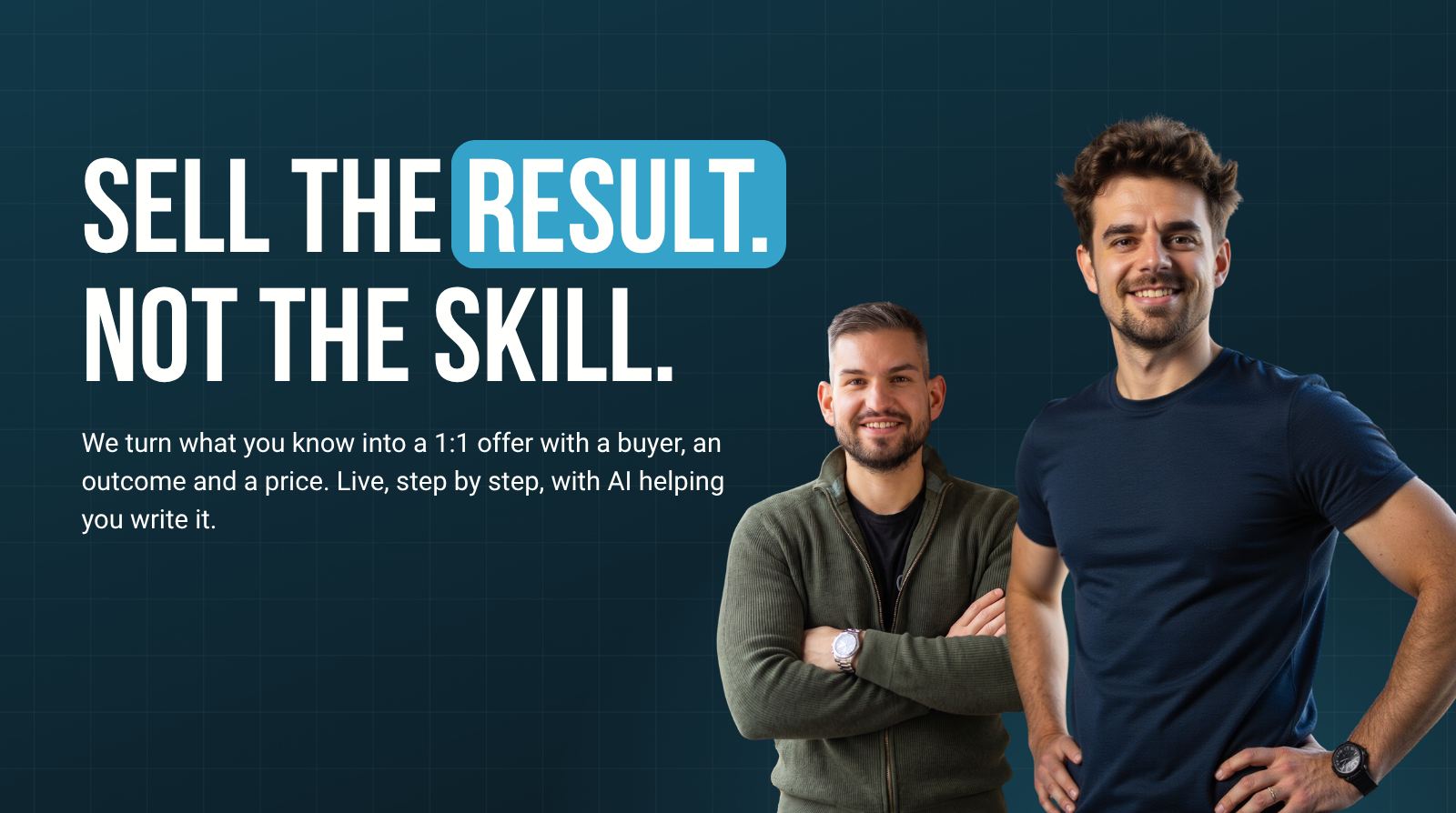Free live workshop with Julian and Alex: Sell the result, not the skill