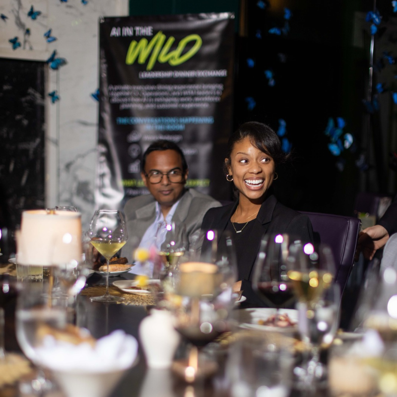Attendees gathered at an AI in the Wild executive peer exchange dinner