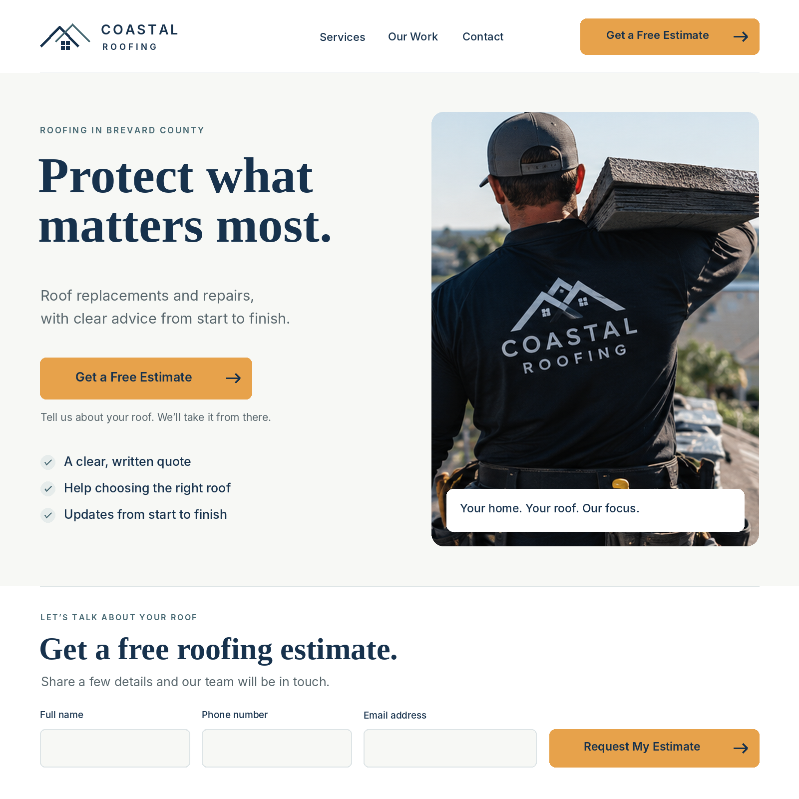 Example custom home service landing page built by StudioCLI