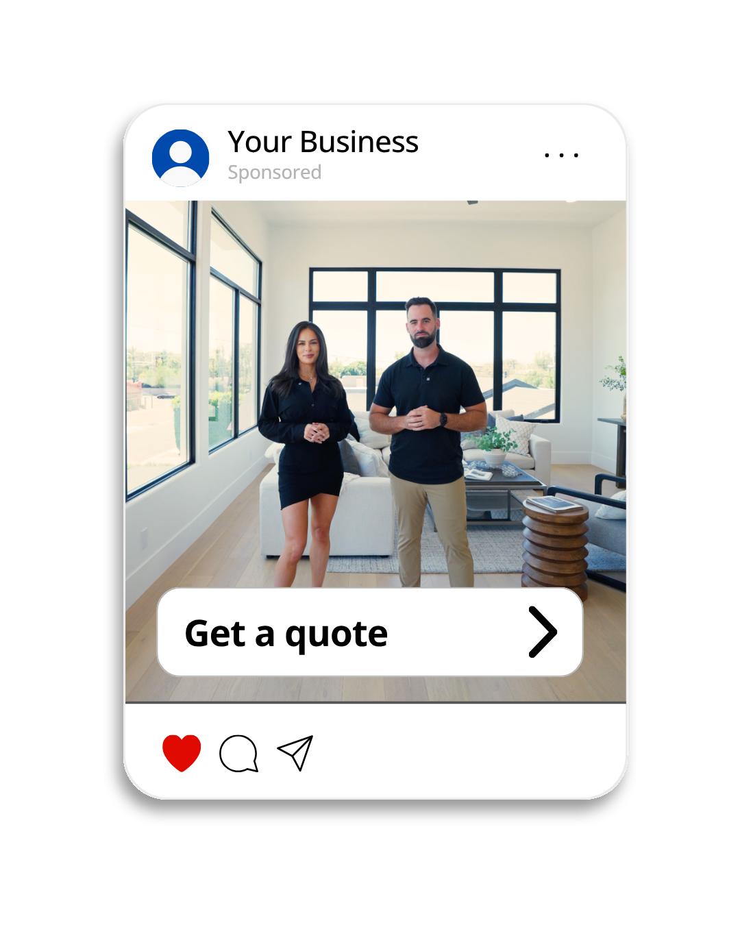 Business team in renovated home interior ad
