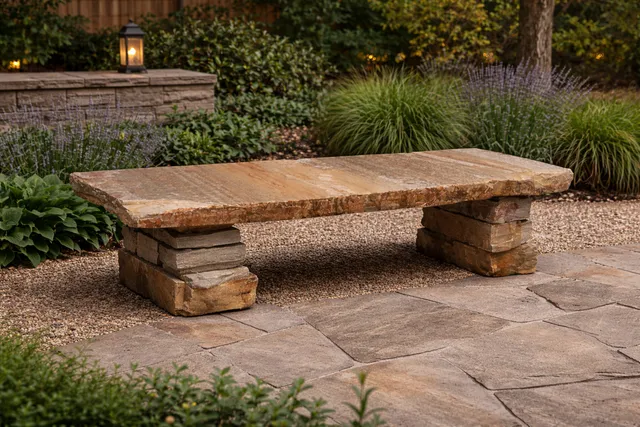 Handcrafted Natural Stone Garden Bench
