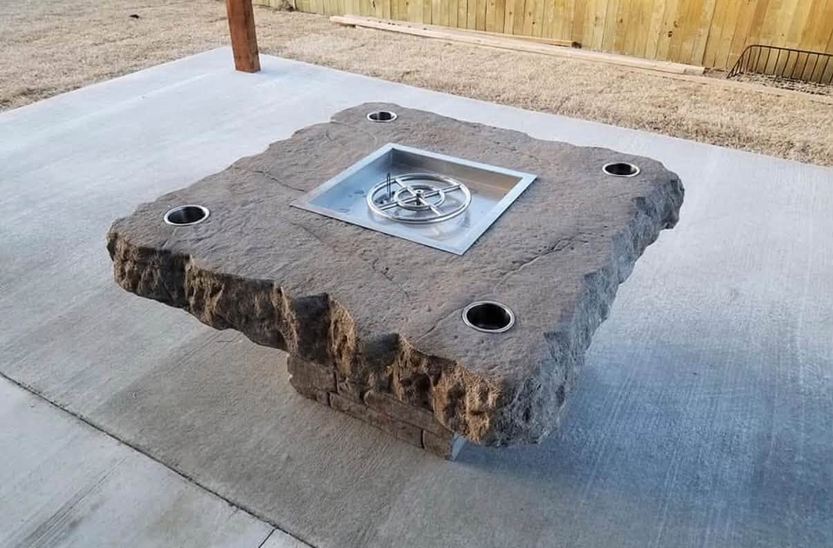 Custom Boulder Fire Pit Table