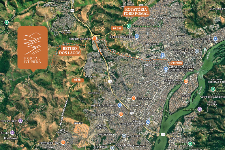 Mapa de localização do Portal Ibituruna em Governador Valadares, MG