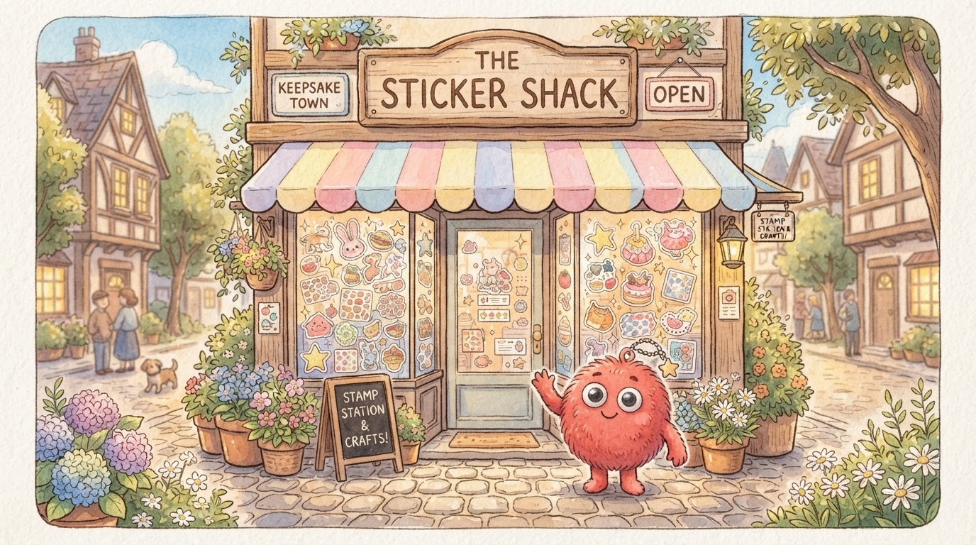 The Sticker Shack storefront illustration