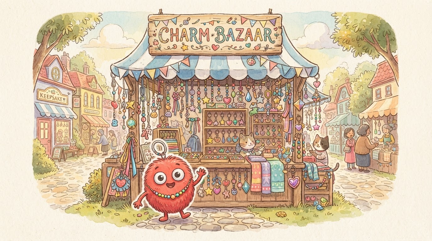 Charm Bazaar storefront illustration