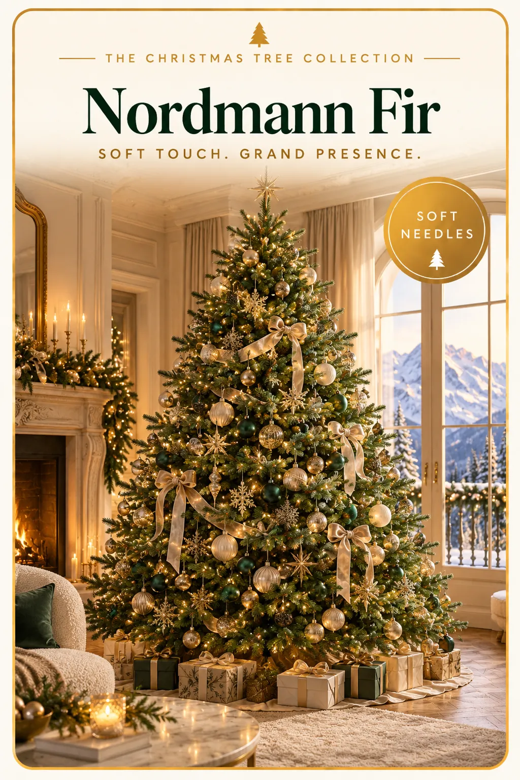 Nordmann Fir decorated Christmas tree - The Christmas Tree Collection