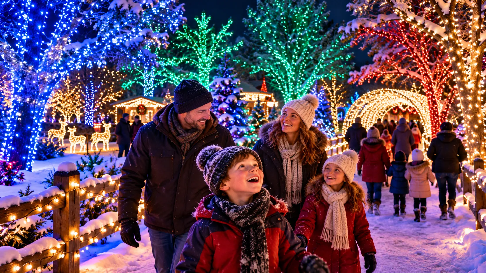 500,000 sparkling holiday lights glowing at Tree Town Wonderland in Denver