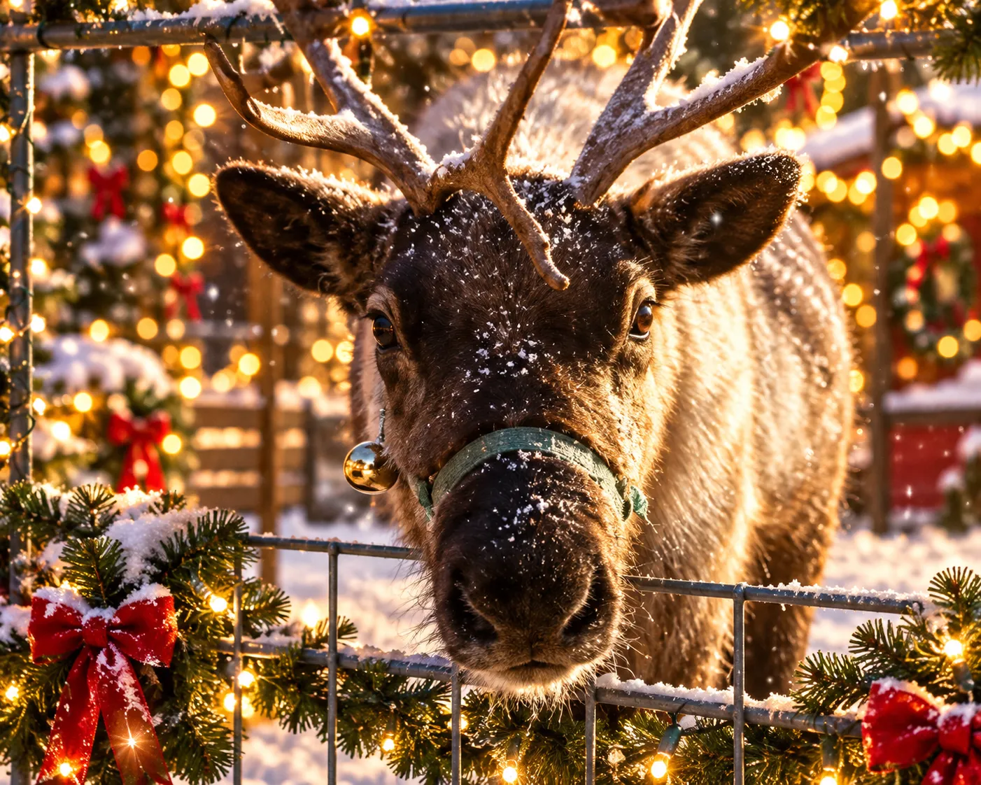 Santa's reindeer at Tree Town Wonderland in Denver